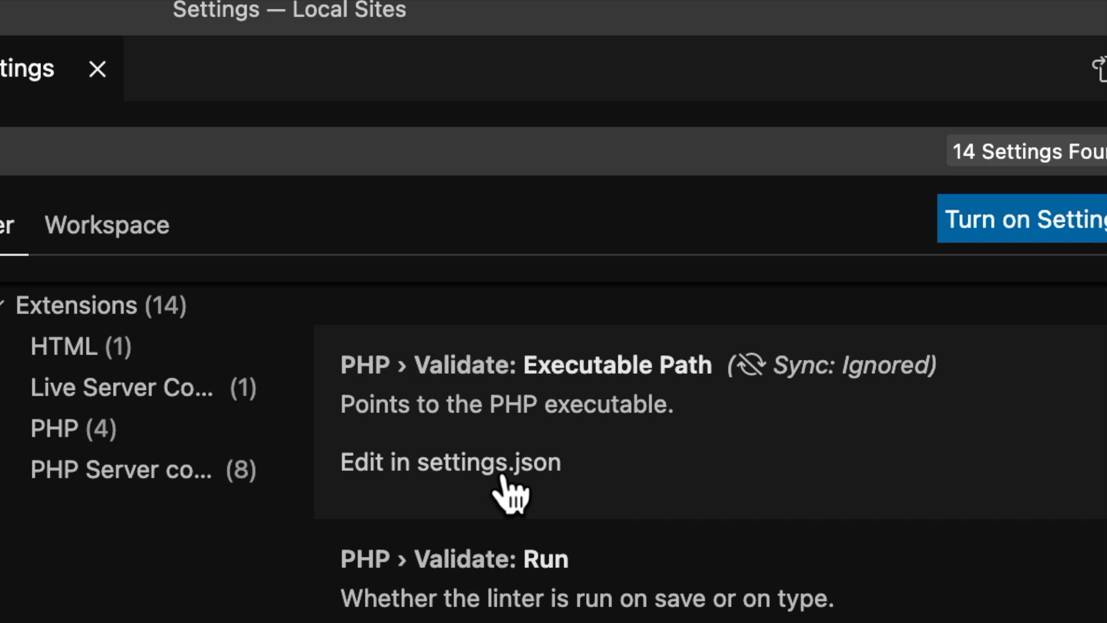 VS Code Set Validate Executable Path Edit in settings json