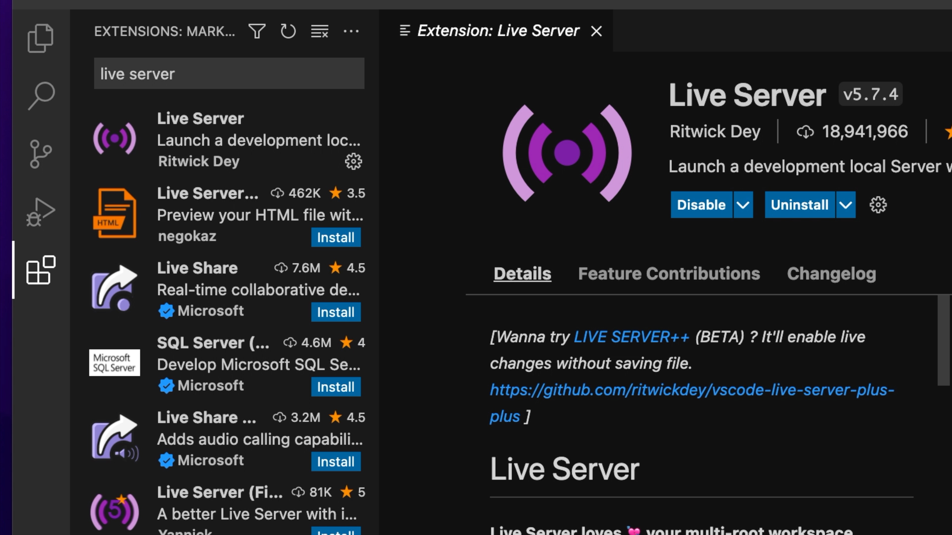 VS Code Live Server Extension is Installed